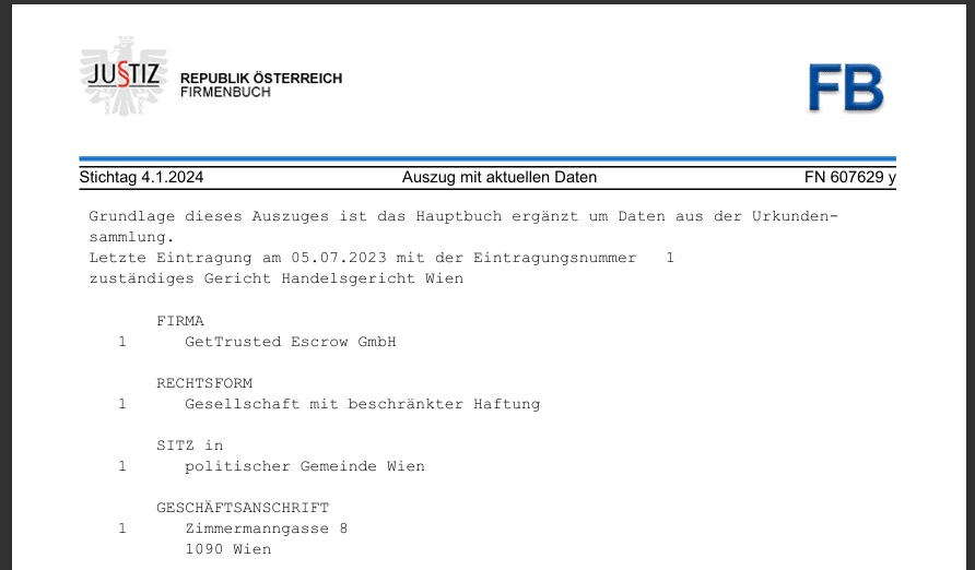 GetTrusted Official Registration (Registry Extract)